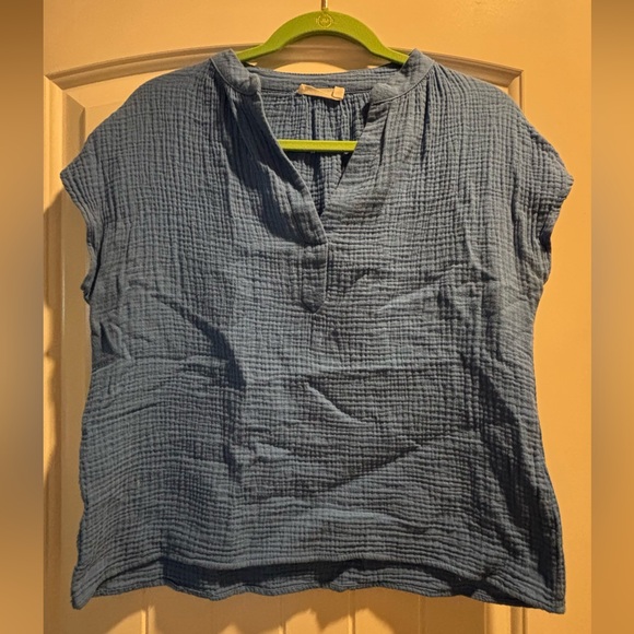 Lush blue gauze waffle soft blouse, women’s size small - Picture 1 of 3